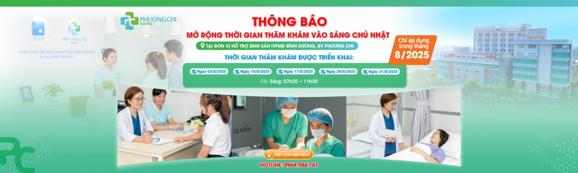 Bệnh viện Đa khoa Phương Chi chính thức mở rộng thời gian thăm khám vào sáng Chủ Nhật 